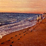 ArtFuzz Couple Walking on Beach Wood Sign 24x24