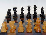 Basic Alabaster Chess Set in Black / Brown