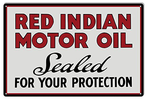 ArtFuzz Red Indian Motor Oil Reproduction Garage Shop Metal Sign 18x30
