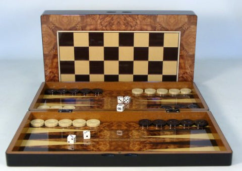 Backgammon Set - Burlwood Decoupage