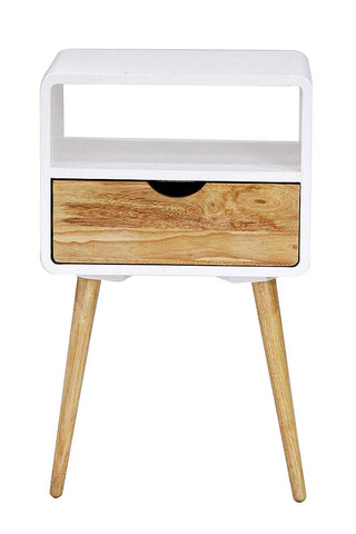 ArtFuzz 26 inch White End Table with 1 Drawer and 1 Shelf