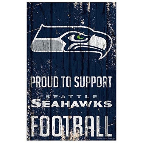 WinCraft NFL Seattle Seahawks SignWood Proud to Support Design, Team Color, 11x17