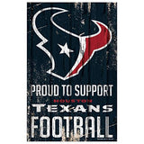 WinCraft NFL Houston Texans SignWood Proud to Support Design, Team Color, 11x17