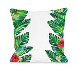 One Bella Casa Tropical Palm Leaves - White Multi Throw Pillow by OBC 18 X 18
