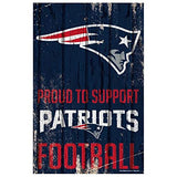 WinCraft NFL New England Patriots SignWood Proud to Support Design, Team Color, 11x17