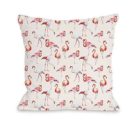 One Bella Casa 74498PL42 Flamingo Party Pillow by OBC