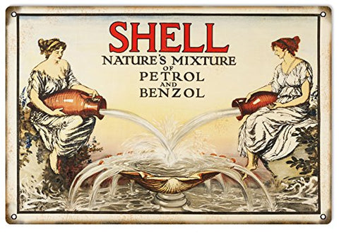 ArtFuzz Shell Mixture Motor Oil Reproduction Gas Station Metal Sign 18x30