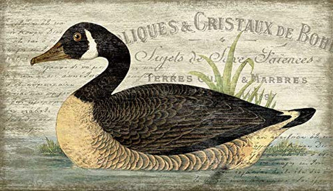ArtFuzz Suzanne nicoll French Goose Art Printed to Distressed Wood Wood Sign 15x26 Special