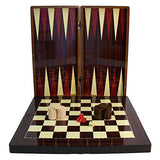World Wise Imports Backgammon Set 16" in Simple Wood Grain Decoupage with Folding Board with Checkers