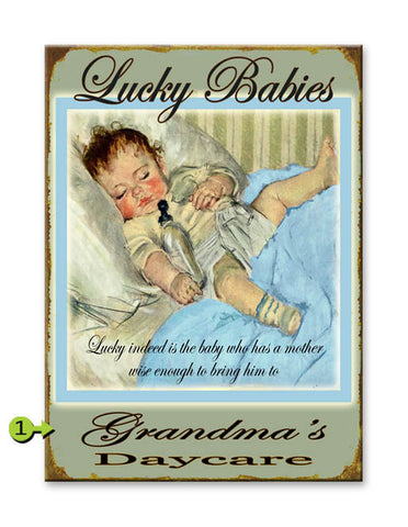 Daycare Provider BLUE (Baby Sleeping) Metal 28x38
