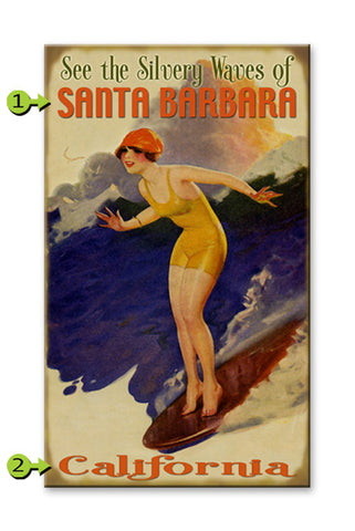 Silvery Waves Surfer Girl Wood 28x48