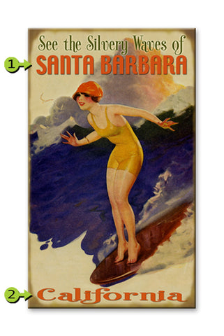 Silvery Waves Surfer Girl Wood 23x39