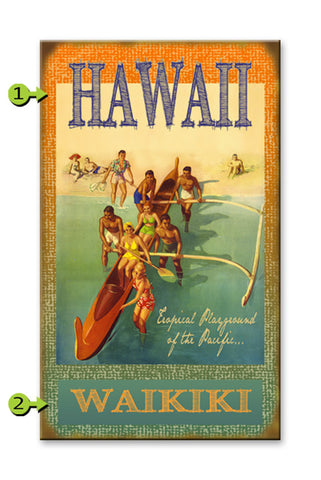 Hawaii Tropical Playground, Outrigger Canoe Metal 18x30
