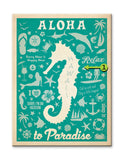 Aloha Seahorse w/ Green Background Metal 28x38