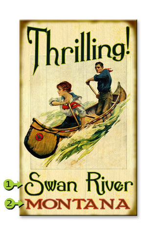 Thrilling River Canoeing Metal 18x30