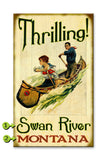 Thrilling River Canoeing Wood 18x30