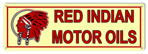 ArtFuzz Red Indian Reproduction Motor Oil Gas Station Metal Sign 9x30