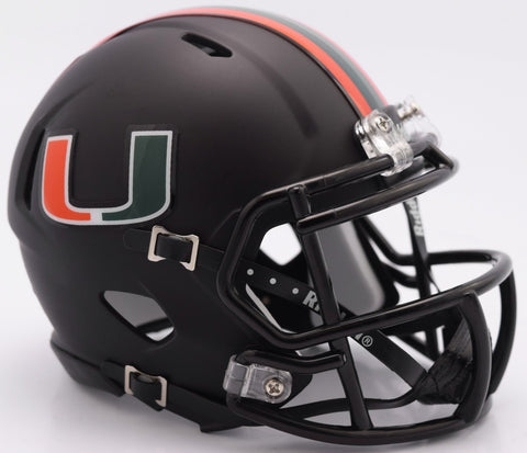Riddell NCAA Miami Hurricanes Helmet Mini SpeedHelmet Replica Mini Speed Style Miami Nights Design, Team Colors, One Size