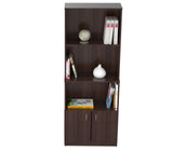 63 inch Espresso Melamine and Engineered Wood Bookcase with a Storage Area