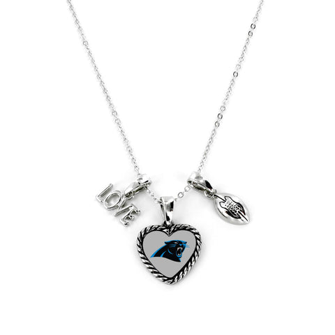 Aminco International NFL Carolina Panthers Charmed Love Football Necklace