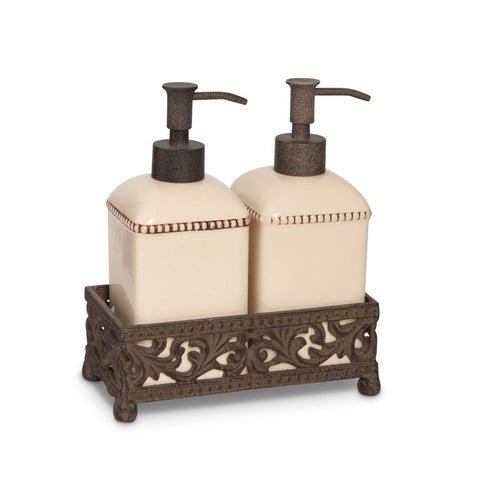GG Collection Soap and Lotion Pump Set with Metal Base -