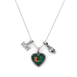 Aminco International NCAA Miami Hurricanes Charmed Love Football Necklace