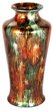 ArtFuzz 24 inch Foiled & Lacquered Ceramic Floor Vase - Ceramic, Lacquered in Turquoise, Copper and Bronze
