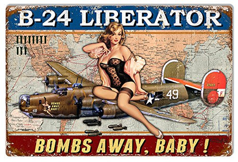 ArtFuzz Airplane B-24 Liberator Pin Up Girl Sign by Steve McDonald 12x18