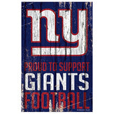 WinCraft NFL New York Giants SignWood Proud to Support Design, Team Color, 11x17