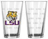 Boelter Brands NCAA LSU Tigers Pint GlassSatin Etch 2 Pack, Clear, One Size