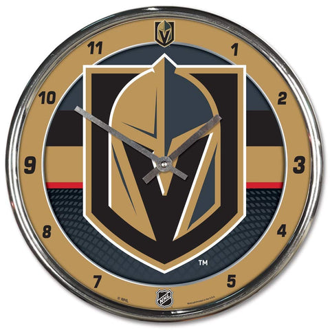 WinCraft NHL Vegas Golden Knights ClockChrome Round Wall Style Clock, Team Colors, One Size