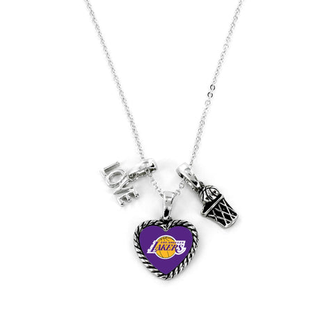Aminco International NBA Los Angeles Lakers Charmed Love Basketball Necklace