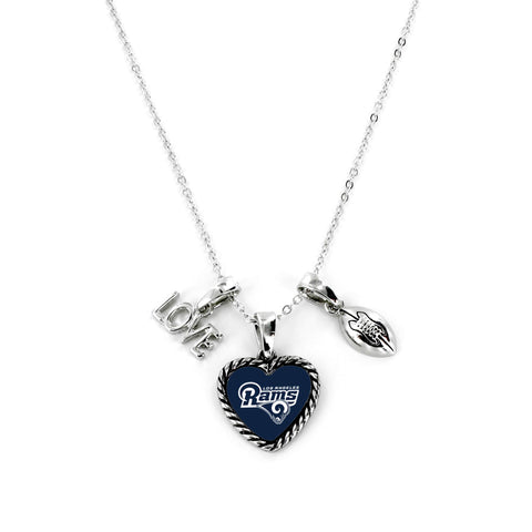 Aminco International NFL Los Angeles Rams Charmed Love Football Necklace