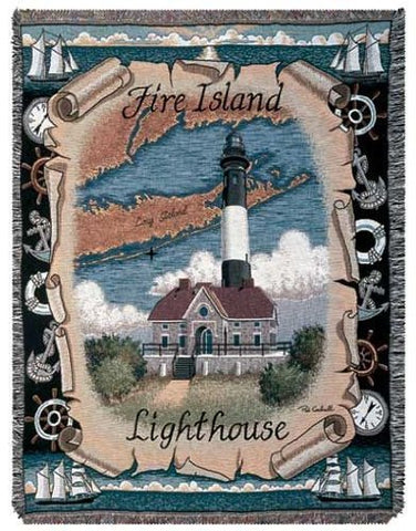 Simply Fire Island Lighthouse Mid-Size Tapestry Throw