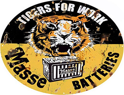ArtFuzz Masse Tiger Batteries Gas Station Reproduction Metal Sign 26x34