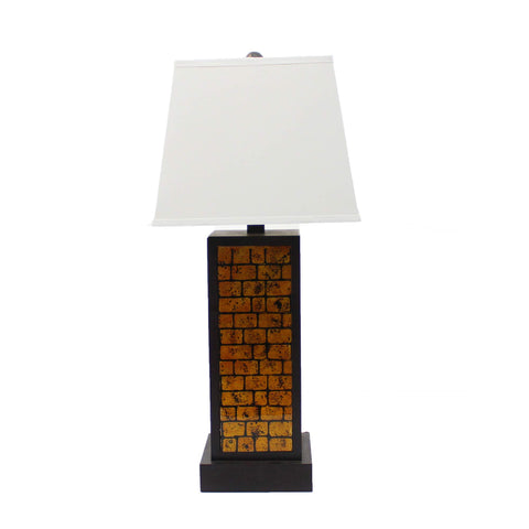 ArtFuzz 31 inch X 31 inch X 8 inch Black Contemporary Metal Table Lamp with Yellow Brick Pattern