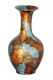 18 inch Foiled & Lacquered Ceramic Vase - Ceramic, Lacquered in Copper, Gold and Aqua