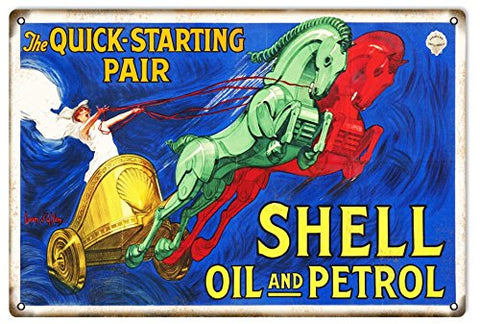 ArtFuzz Shell Petrol Motor Oil Reproduction Garage Shop Metal Sign 18x30