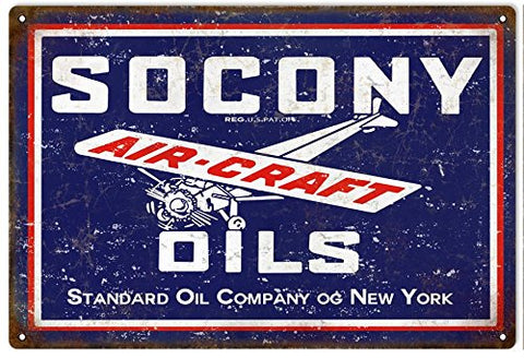 ArtFuzz Socony Motor Oil Reproduction Gas Station Metal Sign 18x30
