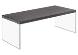 ArtFuzz 16.25 inch Grey Particle Board and Tempered Glass Coffee Table