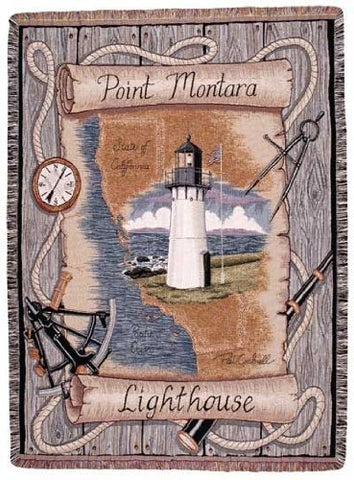 Simply Point Montara, Ca Lighthouse Tapestry Throw