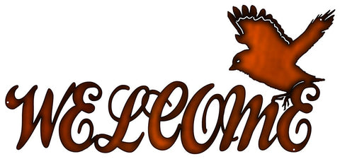 ArtFuzz Welcome Laser Cut Out Faux Copper Finish Metal Sign 11x24