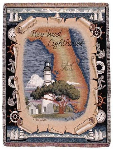 Simply Key West, Fl Lighthouse Tapestry Throw