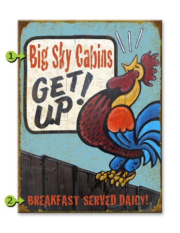 Get Up! Rooster Wood 23x31