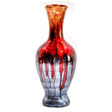 ArtFuzz 18 inch Foiled & Lacquered Ceramic Vase - Ceramic, Lacquered in Red and Gray