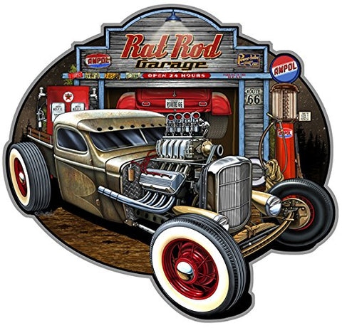 ArtFuzz Rat Rod Garage Hot Rod Cut Out Sign by Steve McDonald 18x19