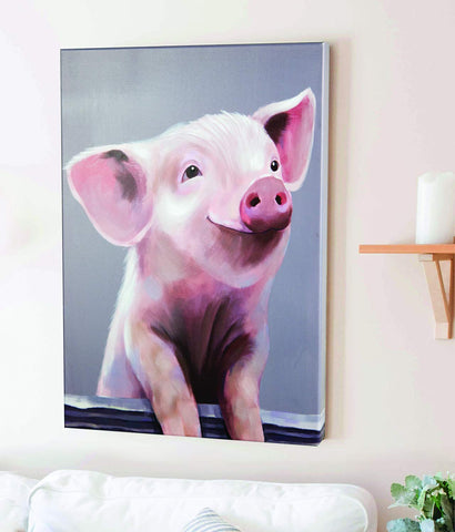MWW Piggy Portrait Canvas Art 16