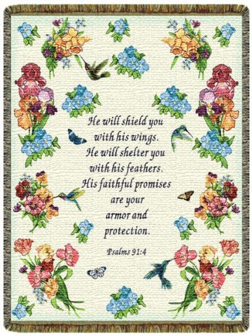 ArtFuzz Psalms 91:4 Hummingbirds Tapestry Throw