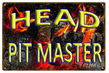 ArtFuzz BBQ Grill Head Pit Master Reproduction Bar Metal Sign 18x30