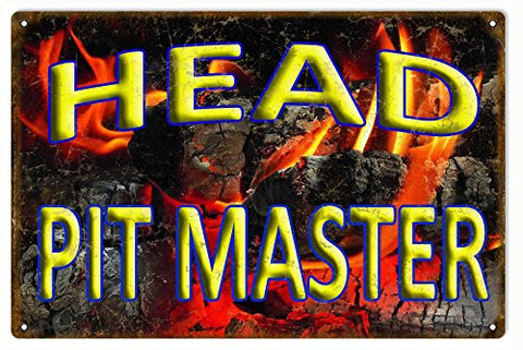 ArtFuzz BBQ Grill Head Pit Master Reproduction Bar Metal Sign 18x30